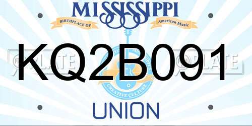 KQ2B091 Mississippi License Plate