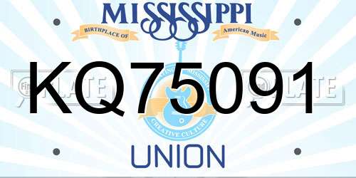 KQ75091 Mississippi License Plate
