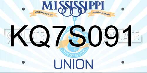 KQ7S091 Mississippi License Plate