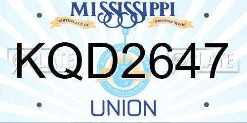 KQD2647 Mississippi License Plate