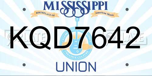 KQD7642 Mississippi License Plate