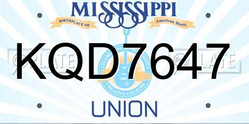 KQD7647 Mississippi License Plate