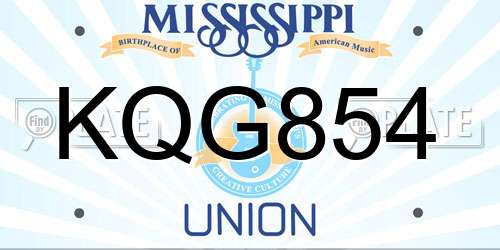 KQG854 Mississippi License Plate