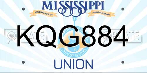 KQG884 Mississippi License Plate