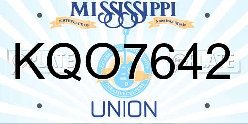 KQO7642 Mississippi License Plate