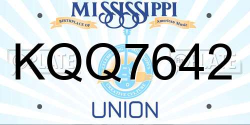 KQQ7642 Mississippi License Plate