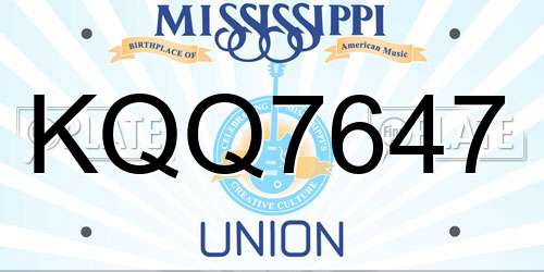 KQQ7647 Mississippi License Plate