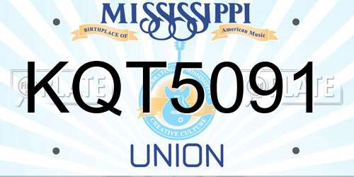 KQT5091 Mississippi License Plate