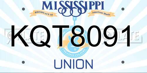 KQT8091 Mississippi License Plate