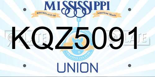 KQZ5091 Mississippi License Plate