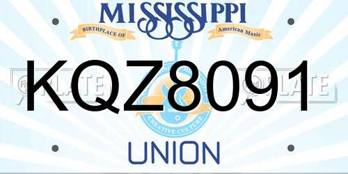 KQZ8091 Mississippi License Plate