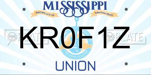 KR0F1Z Mississippi License Plate