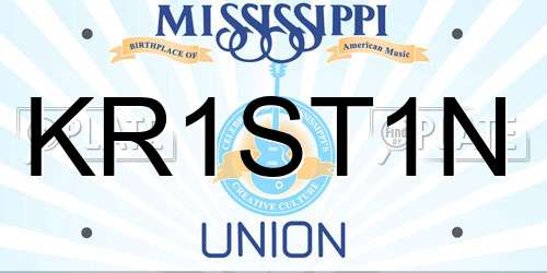 KR1ST1N Mississippi License Plate