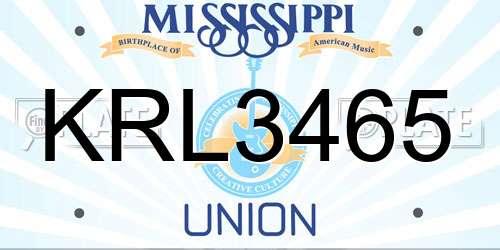 KRL3465 Mississippi License Plate