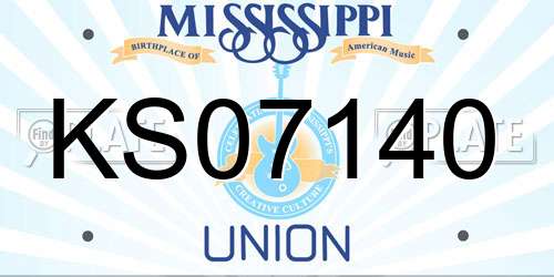 KS07140 Mississippi License Plate