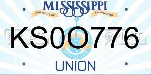 KS0O776 Mississippi License Plate