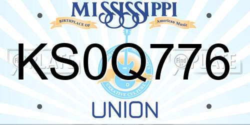 KS0Q776 Mississippi License Plate