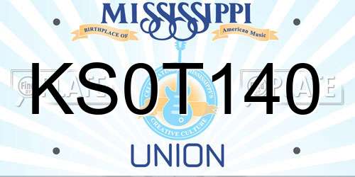 KS0T140 Mississippi License Plate