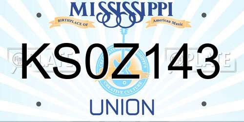 KS0Z143 Mississippi License Plate