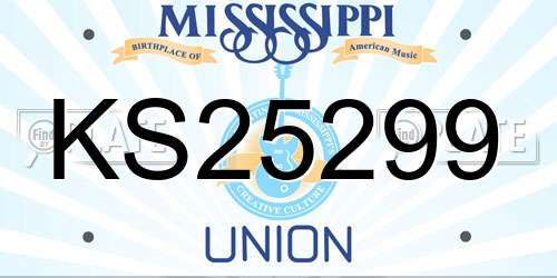 KS25299 Mississippi License Plate