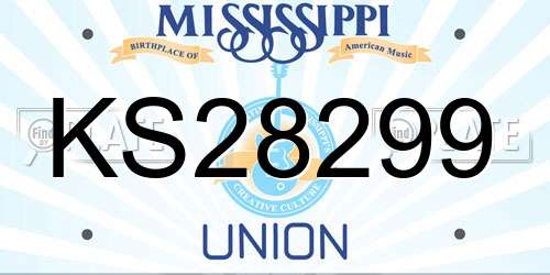 KS28299 Mississippi License Plate