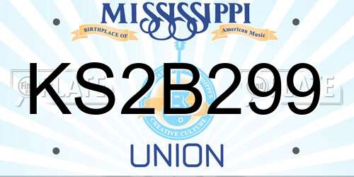 KS2B299 Mississippi License Plate