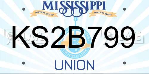 KS2B799 Mississippi License Plate