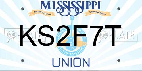 KS2F7T Mississippi License Plate