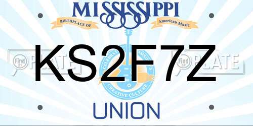 KS2F7Z Mississippi License Plate