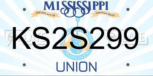 KS2S299 Mississippi License Plate