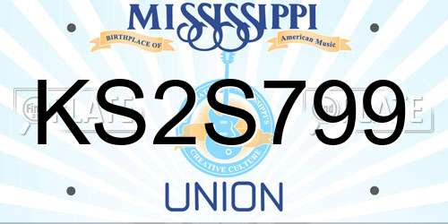 KS2S799 Mississippi License Plate