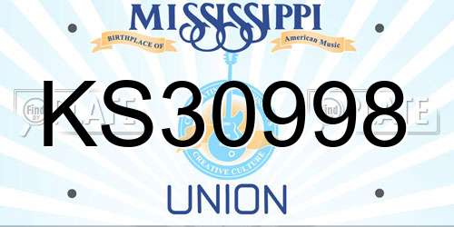 KS30998 Mississippi License Plate