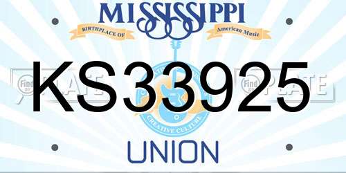 KS33925 Mississippi License Plate