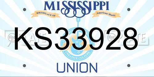 KS33928 Mississippi License Plate