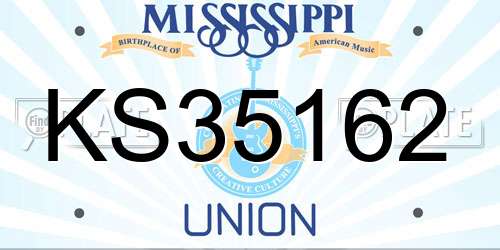 KS35162 Mississippi License Plate