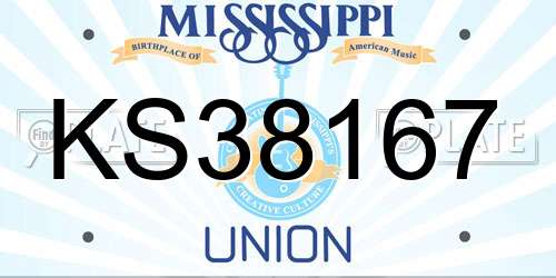 KS38167 Mississippi License Plate