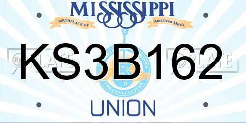 KS3B162 Mississippi License Plate