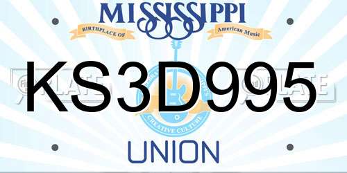KS3D995 Mississippi License Plate