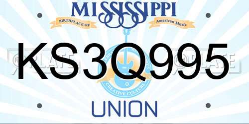KS3Q995 Mississippi License Plate