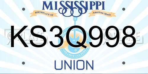 KS3Q998 Mississippi License Plate