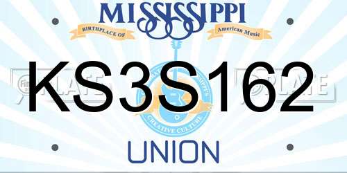 KS3S162 Mississippi License Plate