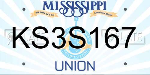 KS3S167 Mississippi License Plate
