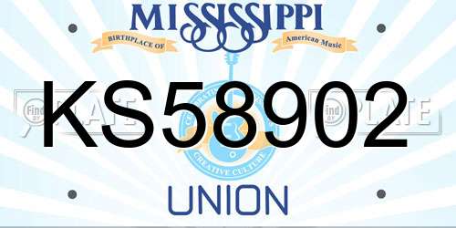 KS58902 Mississippi License Plate