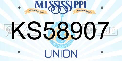 KS58907 Mississippi License Plate