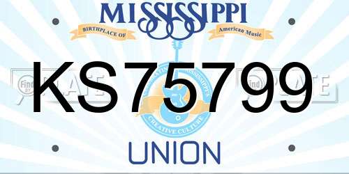 KS75799 Mississippi License Plate