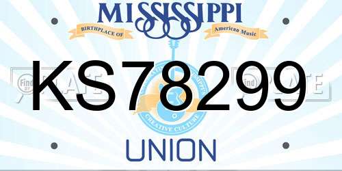 KS78299 Mississippi License Plate
