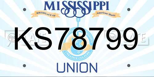 KS78799 Mississippi License Plate