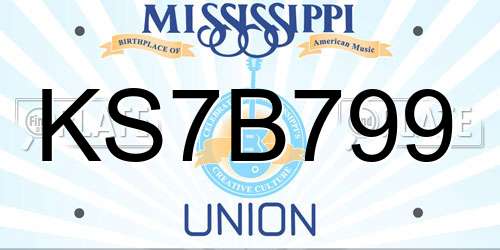 KS7B799 Mississippi License Plate
