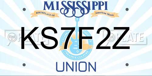 KS7F2Z Mississippi License Plate