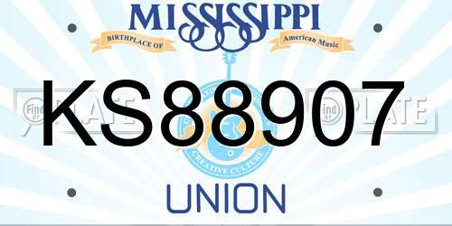 KS88907 Mississippi License Plate